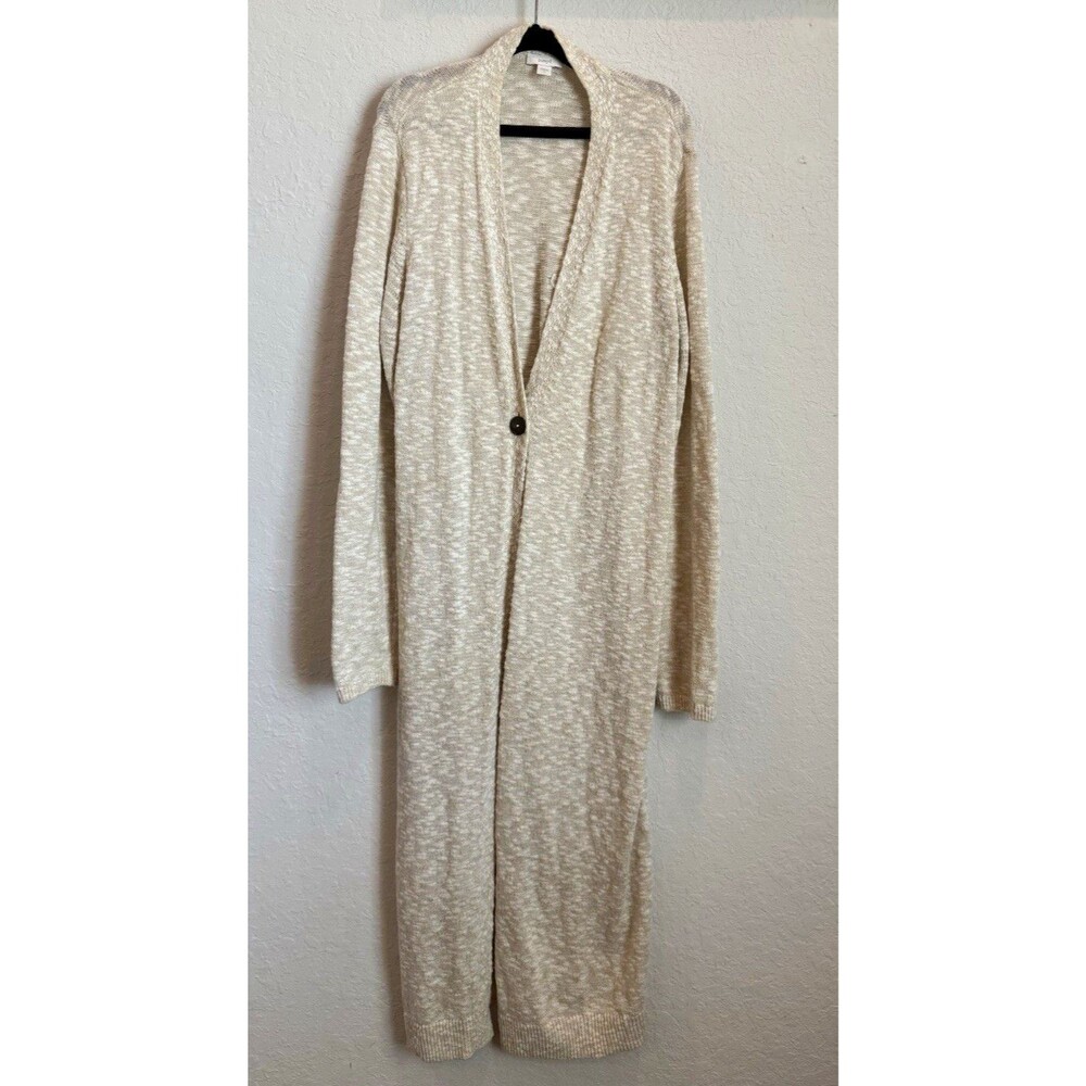Pure Jill Women’s Beige Solid Knit Cotton Button-Front Cardigan Sweater Sz S